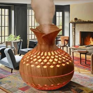 Diffuseur d'eau ultrasonique électrique USB, grain de bois, mini vase, humidificateur d'air, purificateur d'air portable pour la maison, la chambre et la voiture - Product Image 2