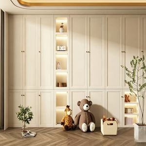 BALOM Custom <strong>Midcentury</strong> Modern Walk-in Closet Solid Wood Walnut MDF Glass Door <strong>Wardrobe</strong> Ready to Assemble with LED Light - Product Image 6