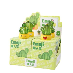 Mini figurine LED <span class=keywords><strong>Cactus</strong></span> vert lumineux, boîte mystère, pour ornement de succulente à motif facial, accessoires de bureau pour écran d'ordinateur - Product Image 6