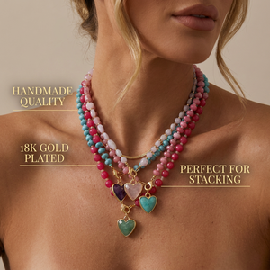 Collar de Cuentas Coloridas Dopamine Bohemia con Colgante de Corazón Chapado en Oro de 18K, Cadena de Clavícula en Capas, Joyería para Mujer, Regalo - Product Image 1