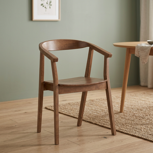 Minimalist Bentwood <b>Dining</b> <b>Chair</b> in Walnut Finish Contemporary Wooden <b>Chair</b> with Tapered Legs for Cafe & Kitchen <b>Dining</b> Use - Product Image 1