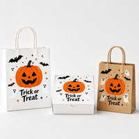 Sacs cadeaux en papier kraft biodégradable avec poignées pour Halloween, pour supermarchés et cadeaux de fête pour enfants