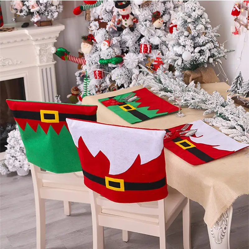 Novo Projeto Do Natal mesa e cadeira conjunto tampa da cadeira toalha de mesa de Natal decoração de Santa Barba e elf