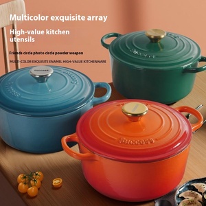 Nồi hầm gang tráng men cổ điển đường kính 22cm, dùng trong gia đình, nấu súp và nước dùng, thiết kế kim loại - Product Image 5