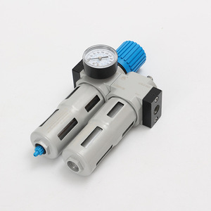 Válvula Reductora de Presión con Filtro de Aire, Separador de Agua y Aceite, Componente Neumático, Manómetro de 200 psi con Perilla Azul - Product Image 1