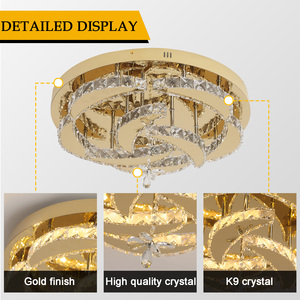Décoration d'intérieur, luminaire de plafond LED, lustre en acier inoxydable, luminaire de plafond en cristal pour salle à manger - Product Image 3