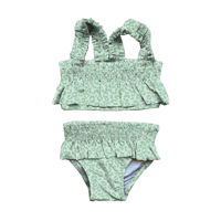 Maillot de bain tankini 2 pièces à imprimé smocké pour enfants vêtements de plage pour filles maillot de bain dos nu et lacets vêtements de plage