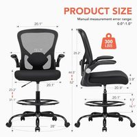Chaise de bureau haute Yazhi pour bureau debout avec base en acier à 5 étoiles et design ergonomique en maille