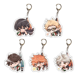 5 Nuovi Design di Alta Qualità <span class=keywords><strong>Anime</strong></span> <span class=keywords><strong>Haikyuu</strong></span> Hinata Shoyo Portachiavi in Acrilico Trasparente Bifacciale, Charm per Zaino - Product Image 1