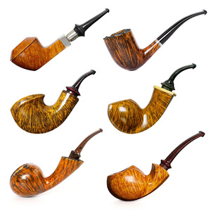Handmade Tobacco Pipes Bent Type Briar Wood Vulcanized Rubber Mouthpiece 3mm Smoke Channel Wholesale Personal Gift - Product Image 1