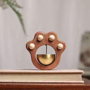 Campana de Puerta con Forma de Pata de Gato de Madera Maciza, Creativa, Directo de Fábrica, Linda Campana de Viento Magnética para Decoración del Hogar, Color Ébano - Product Image 2