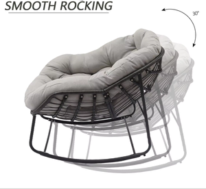 Fauteuil à bascule double en osier populaire avec coussin épais, chaise longue en rotin pour intérieur et extérieur, idéale pour patio et <span class=keywords><strong>salon</strong></span> - Product Image 5