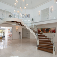 Escalier en arc sur mesure, escalier courbé, marches en bois massif, éclairage LED pour intérieur de maison