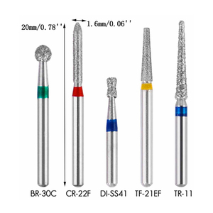 أزيزات الأسنان مثقاب ماسي مستديرة وكمثرية الشكل من الفولاذ المقاوم للصدأ لقطعة اليد عالية السرعة، 10 قطع/عبوة - Product Image 3