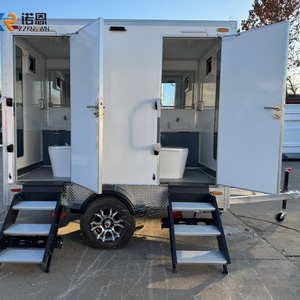 Remorque de toilettes portables <span class=keywords><strong>sur</strong></span> mesure à deux compartiments, remorque de toilettes portables pour événements, toilettes mobiles à deux postes avec climatisation - Product Image 3