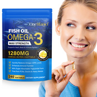 Suplementos de Aceite de Pescado Omega 3 OneBtanicl en Cápsulas Blandas, Vitaminas a Granel, Cápsulas de Aceite de Pescado Omega 3, Cápsulas Blandas de Omega 3