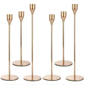 Décoration de mariage à domicile en acier inoxydable doré candélabres en métal centres de table chandelier en laiton porte-bâton de bougie porte-chandelier