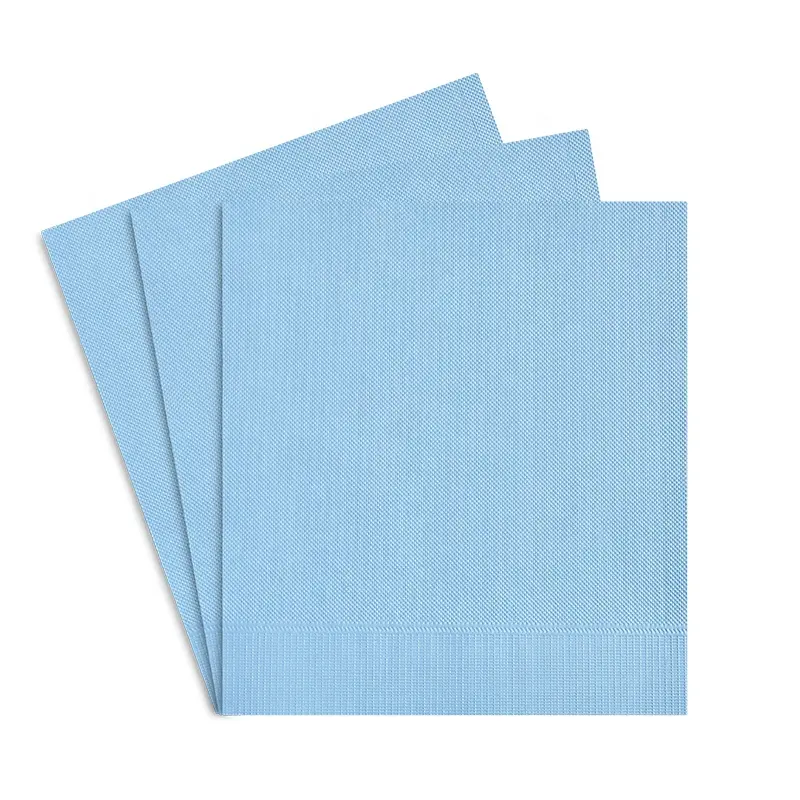डिस्पोजेबल हल्का नीला मुद्रित रंगीन कॉकटेल रंगीन पेय सर्विएट्स वेडिंग कस्टम पेपर नैपकिन