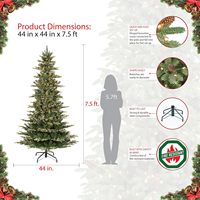 Sapin de Noël artificiel en sapin aspen mince pré-éclairé de 1,2 à 2,7 m avec 450 lumières LED blanc chaud et pointes de branches réalistes et denses