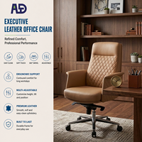 Chaise de bureau de direction de luxe Aston 6997B - Hauteur réglable, pivotante, appui-tête fixe, cuir PU, aluminium, pour bureau à domicile, salon