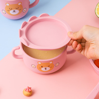 Couverts écologiques en fibre de bambou de qualité alimentaire Ensemble d'assiettes et de bols pour enfants avec dessin animé mignon Assiette de séparation pour enfants Vaisselle pour bébé