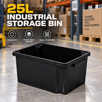 Conteneur de rangement en plastique PP empilable, bac ouvert, organisateur pour garage et atelier, 25L, directement de l'usine