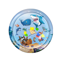 Alfombra de Juego Acuática Redonda de PVC Inflable con Diseño de Dibujos Animados para Perros y Gatos, Fácil de Guardar, Juguete para Exteriores con Diseño de Lunares