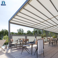 Auvent de toit rétractable personnalisé, auvent de Patio extérieur avec lumière Led