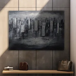 Gambar lukisan 3D abstrak hitam kustom seni dinding dekorasi rumah ruang tamu