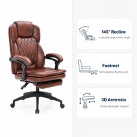 Chaise de bureau en cuir PU, accoudoirs inclinables, surface anti-déversement, hauteur réglable, BIFMA CE EN1335, vente en gros directe d'usine