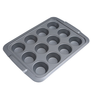 แม่พิมพ์เค้กเหล็กคาร์บอนทรงกลม 12 ถ้วย เครื่องมืออบขนมแบบไม่ติดกระทะ สำหรับใช้ในบ้าน - Product Image 4