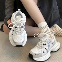 Baskets tendance à plateforme épaisse blanc arctique pour femme, respirantes en maille, style Dad Shoes, baskets de sport, MOQ 1
