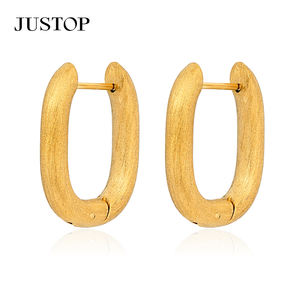 Pendientes de Aro de Moda, Acero Inoxidable, Chapado en Oro de 18K, Forma de Gancho, Hipoalergénicos, Joyería de Moda para Mujer, Venta al por Mayor - Product Image 5