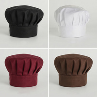 Chapeau de chef en forme de champignon, casquette de cuisine et de restauration, réglable, élastique, respirant, en polyester plissé, pour hôtel
