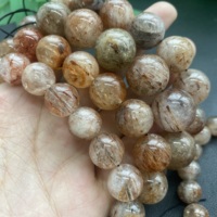 Pulsera de Cuarzo Rutilado de Tamaños Variados, Cuentas de Cristal Natural, Pulsera de Cuarzo Rutilado Dorado para Propósitos Espirituales