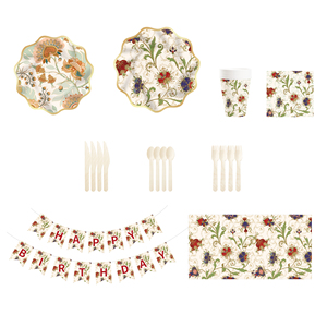 DAMAI New Styles Floral Theme Paper Plates Cup Disposable Plates Flower Party Tableware Set for <b>Tea</b> Party - Product Image 1