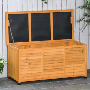 Abri de jardin en bois pour l'<span class=keywords><strong>extérieur</strong></span>, <span class=keywords><strong>étanche</strong></span>, résistant aux intempéries, durable, avec un design de <span class=keywords><strong>coffre</strong></span> ouvert et des volets. - Product Image 1