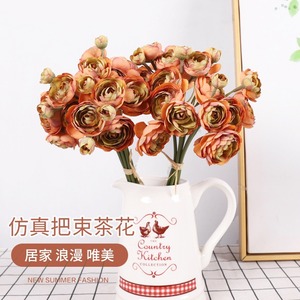Artificial Camellia <b>Bouquet</b> 24 Heads Silk Flower Wedding Home Decor Indoor Decoration Made In China - Product Image 5