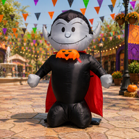 Squelette gonflable de 1,2 m pour Halloween avec lumière LED, idéal pour les fêtes d'attractions hantées et les petites décorations.