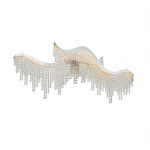 Modern Wave LED Crystal Chandelier 36 Inch Adjustable Color Temperature Living Room <b>Pendant</b> <b>Light</b> <b>Chrome</b> Gold Finish - Product Image 1