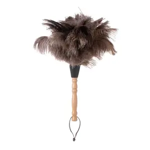 Plumero de plumas de avestruz antiestático gris nuevo mango de madera cepillo limpiador de polvo de coche para el hogar herramienta de limpieza nuevo Gr