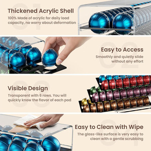 Tiroir de rangement pour capsules de café en acrylique à 3 niveaux, capacité de 60 capsules, porte-capsules de café pour <span class=keywords><strong>Nespresso</strong></span> <span class=keywords><strong>Vertuo</strong></span> - Product Image 6