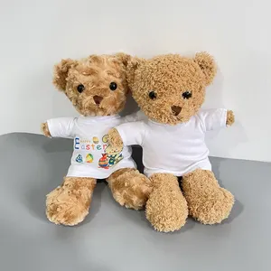USA magazzino sublimazione orso lavabile orso giocattolo produttore all'ingrosso orso giocattolo con t-shirt bianca per san valentino
