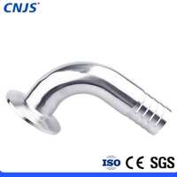 CNJS Sanitaire En Acier Inoxydable 304/316L 90 Degrés De Soudage Tri-Pince Surface Lisse Tri Trèfle Serré Virole Tuyau Barb Coude