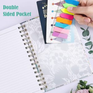 Lot de 4 cahiers spirales A6 lignés, motif floral, couverture en papier, lignage collège, 2 poches, 120 pages, 6,3x8,46 pouces, cadeau pour femmes - Product Image 5
