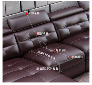 Sofá de Cuero en Forma de U, Conjunto de Sofás Combinados para Sala de Estar, Muebles de Sala de Estar, Sofá de Cuero de Lujo Ligero para Sala de Estar - Product Image 3