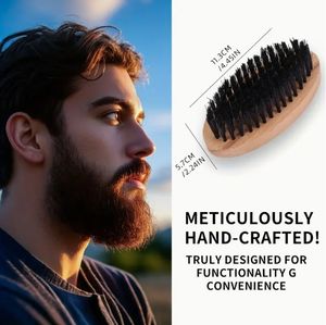 Brosse à barbe véganisme en nylon manche en bois outil de nettoyage à poils doux pour hommes brosse à décolorer pour tondeuses à cheveux - Product Image 6