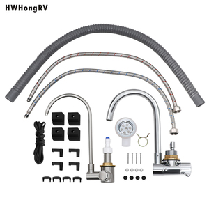 Fregadero de Cocina para Autocaravana de Acero Inoxidable 304 con Tapa de Vidrio Templado y Kit de Grifo Plegable de Agua Fría y Caliente para Barco o Camper - Product Image 4