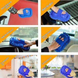 Gants de lavage de voiture en chenille bleue, en polaire corail, absorbants, épais et durables - Product Image 2