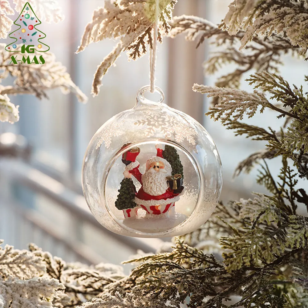 KG Xmas Source Factory Bolas De Navidad Sublimation 8cm Verre Transparent Boules Creuses Décorations de Noël Boules de Noël